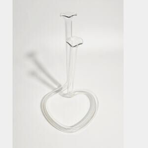 Vintage 80s Heart propagation double bud vase blown glass